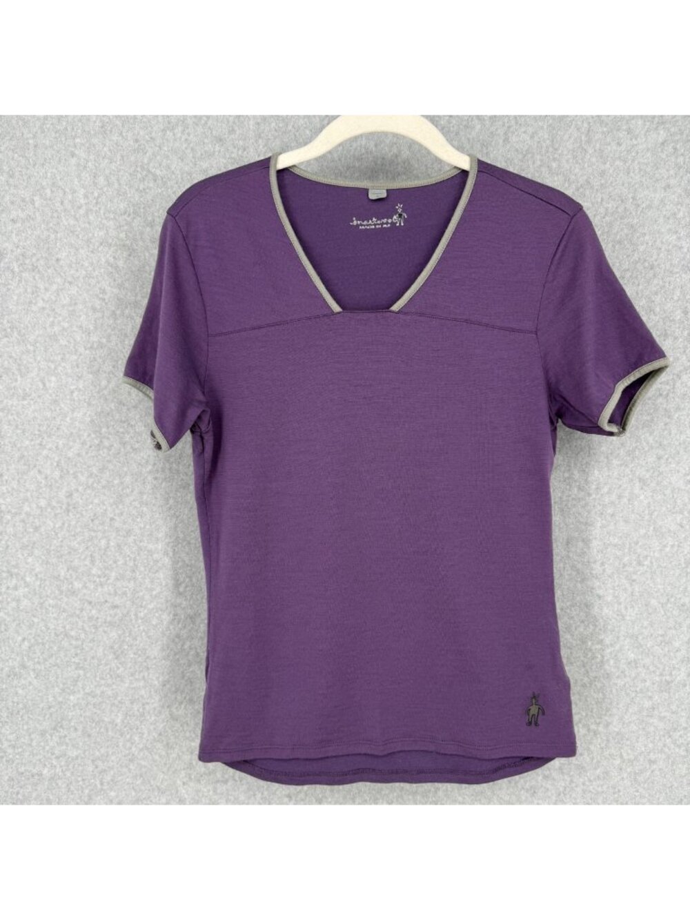 Smartwool Womens Merino Wool Short Sleeve Shirt Top Size S Purple Gray Knit